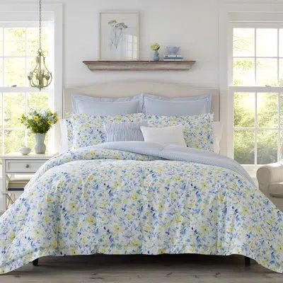 Laura Ashley Nora Blue Cotton Comforter Bonus Set In Blue;yellow
