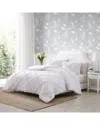 Laura Ashley Norah Solid Microfiber Comforter Bedding Set In White