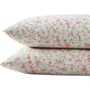 Laura Ashley Norella Set Of 2 Percale Shams In Pink/green