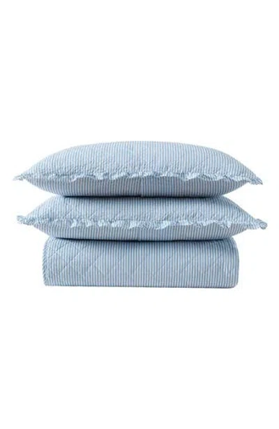 Laura Ashley Oxford Quilt & Sham 3-piece Set In Chambray Blue/white