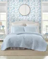 Laura Ashley Oxford Stripe Reversible 2 Piece Quilt Set, Twin In Chambray Blue,white