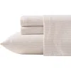 Laura Ashley Oxfordshire Stripe Cotton Flannel Sheet Set In Neutral
