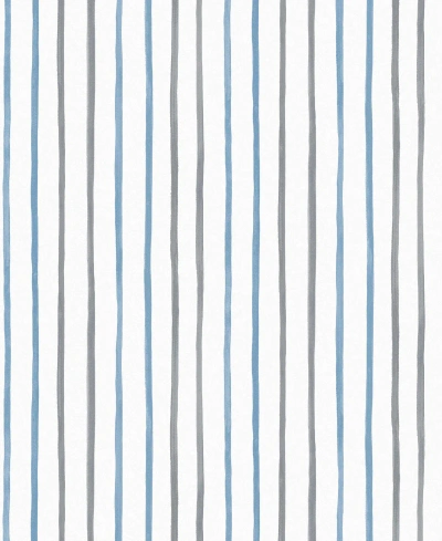 Laura Ashley Painterly Stripe Removable Wallpaper In Blue