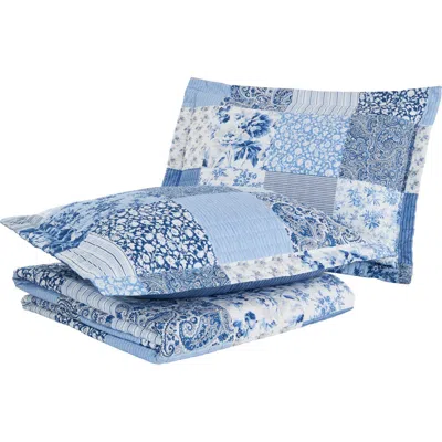 Laura Ashley Paisley Patchwork Full/queen Quilt Set In Blue