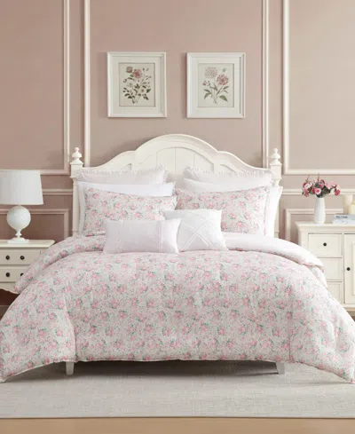 Laura Ashley Pamelas Posies Reversible 7-pc. Comforter Set, Full/queen In Pink