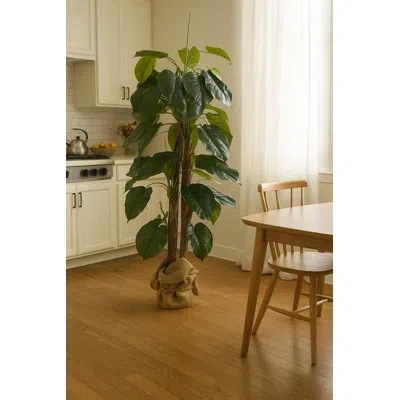 Laura Ashley Panama 66'' Faux Giant Golden Pothos In Ecopaper Pot Liner In Green