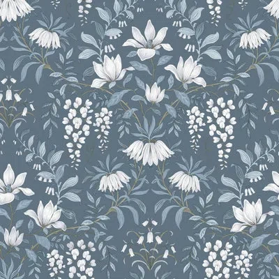 Laura Ashley Parterre Wallpaper Roll In Dark Seaspray