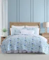Laura Ashley Peony Garden Reversible 2 Piece Quilt Set, Twin In Light Blue,green