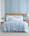 Laura Ashley Peony Garden Reversible Quilt Sets In Light Blue,green