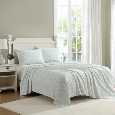 Laura Ashley Percale Novelty 200 Thread Count Printed Cotton Sheet Set In Green Heirloom Ditzy