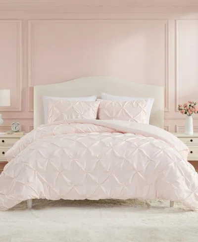 Laura Ashley Pintuck Solid Satin 3-pc. Comforter Set, King In Pink