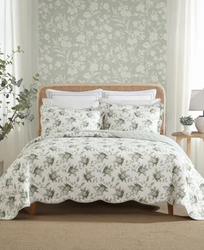 Laura Ashley Portland Floral Reversible 3-pc. Quilt Set, Full/queen In Green
