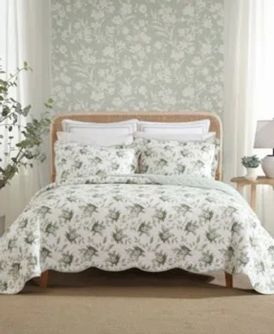 Laura Ashley Portland Floral Reversible Quilt Sets In Green