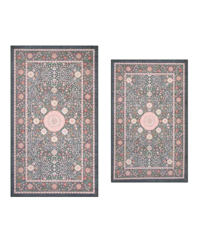 Laura Ashley Printed Chenille Victora Medallion 2-pc. Rug Set In Blue