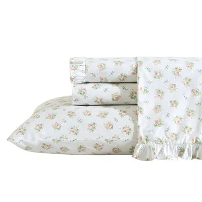 Laura Ashley Printed Cotton Percale 2 Piece Pillowcase Set In Roseford Orange