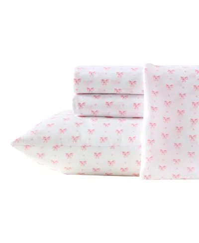 Laura Ashley Printed Satin Heart Of Mine 4-pc. Sheet Set, Queen In Pink