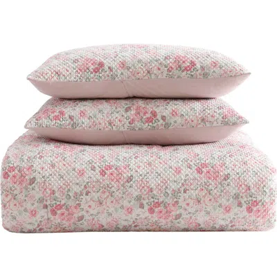 Laura Ashley Quartet 3-piece Comforter & Sham Set In Pink/green