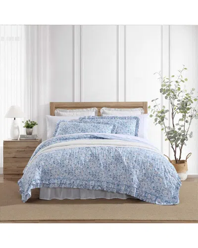 Laura Ashley Quartet Reversible Quilt Set In Blue