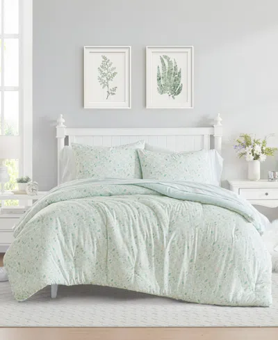 Laura Ashley Quartet Washed Microfiber 7-pc. Comforter Set, King In Green