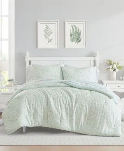 Laura Ashley Quartet Washed Microfiber Comforter Sets In Green