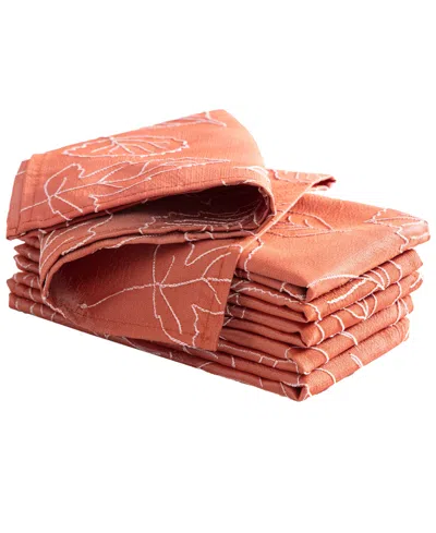 Laura Ashley Harvest Raised Woven Napkin Set Of 6, 18" X 18" In Maple Spice