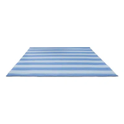 Laura Ashley Rectangle Striped Hand Hooked Polypropylene Indoor / Outdoor Area Rug In Sky Blue