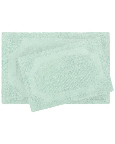 LAURA ASHLEY LAURA ASHLEY REVERSIBLE COTTON 2PC BATH RUG SET