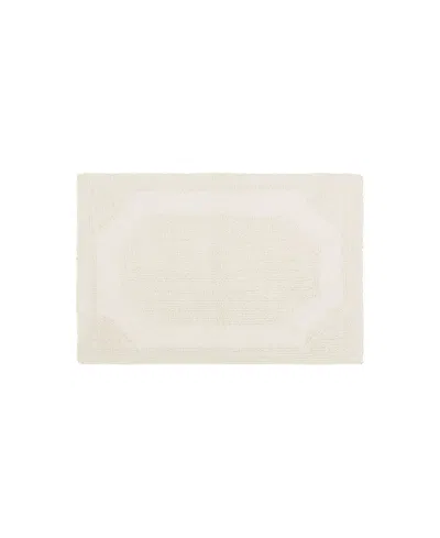 Laura Ashley Reversible Cotton Bath Mat, 17" X 24" In Ivory