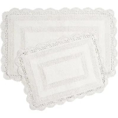 Laura Ashley Reversible Crochet Cotton 2-piece Bath Mat Set