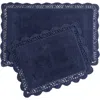Laura Ashley Reversible Crochet Cotton 2-piece Bath Mat Set