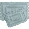 Laura Ashley Reversible Crochet Cotton 2-piece Bath Mat Set In Blue