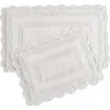Laura Ashley Reversible Crochet Cotton 2-piece Bath Mat Set In White