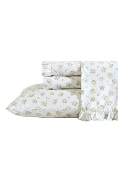 Laura Ashley Roseford 4-piece Cotton Sheet Set In White