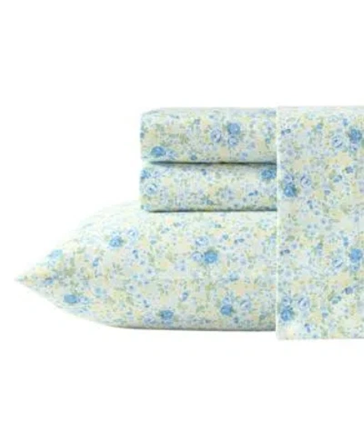 Laura Ashley Rowena 300 Thread Count Cotton Sateen Sheet Sets In Blue