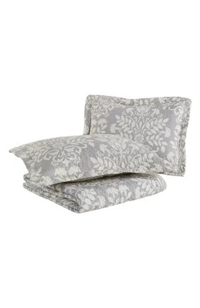 Laura Ashley Rowland Twin Quilt & Sham Set In Dove Grey