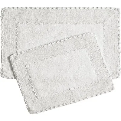Laura Ashley Ruffle Cotton 2-piece Bath Mat Set In White