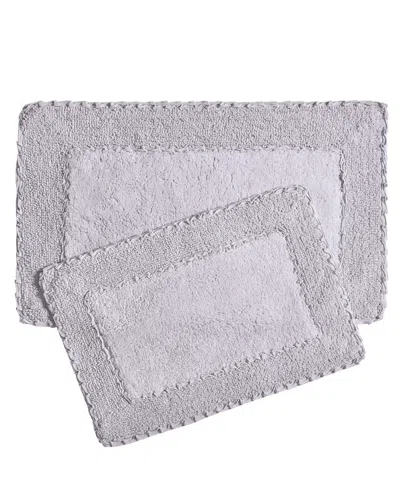 Laura Ashley Ruffle Cotton Bath Rugs, 2 Piece Set In Purple