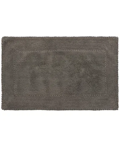 Laura Ashley Ruffled Cotton Bath Rug, 20" X 34" In Dark Gray
