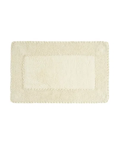 LAURA ASHLEY RUFFLED COTTON BATH RUG, 20" X 34"