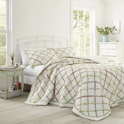 Laura Ashley Ruffled Garden Reversible Cotton Quilt In Cream