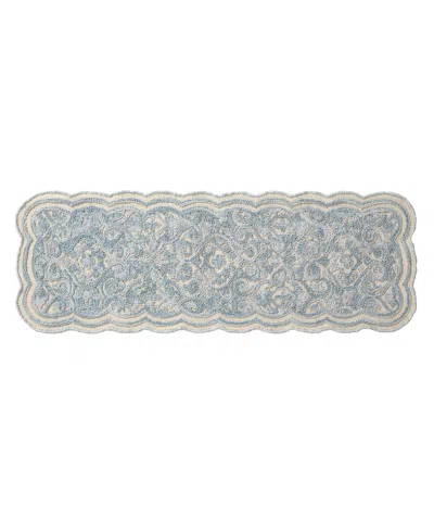 Laura Ashley Scalloped Skid Resistant Accent Rug, 20" X 60" In Blue