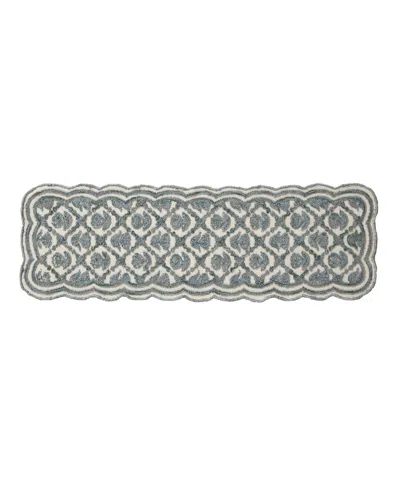 Laura Ashley Scalloped Skid Resistant Accent Rug, 20" X 60" In Blue