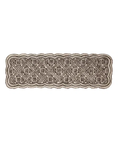 Laura Ashley Scalloped Skid Resistant Accent Rug, 20" X 60" In Gray