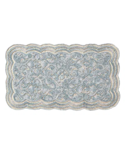 Laura Ashley Scalloped Skid Resistant Accent Rug, 26" X 45" In Blue