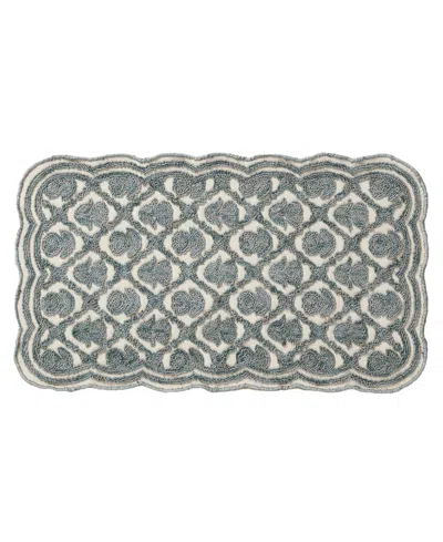 Laura Ashley Scalloped Skid Resistant Accent Rug, 26" X 45" In Blue