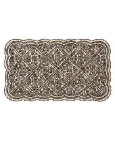Laura Ashley Scalloped Skid Resistant Accent Rug, 26" X 45" In Gray