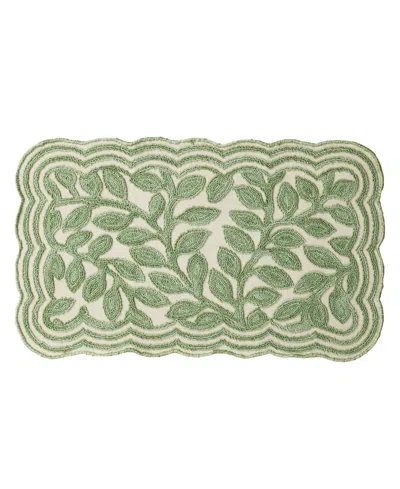 Laura Ashley Scalloped Skid Resistant Accent Rug, 26" X 45" In Green