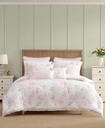Laura Ashley Serenity Roses Reversible 7-pc. Comforter Set, King In Pink