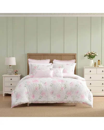 Laura Ashley Serenity Roses/mattie Stripe Cotton Comforter Set