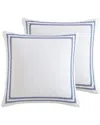 Laura Ashley Set Of 2 Stitched Vine Euro Shams In Blue